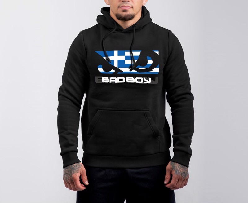 BAD BOY greek flag HOODIE - black